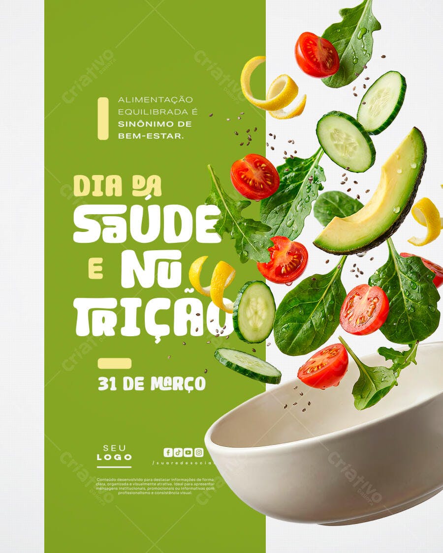 Flyer Dia da Saúde e Nutrição 31 de Março PSD Editável