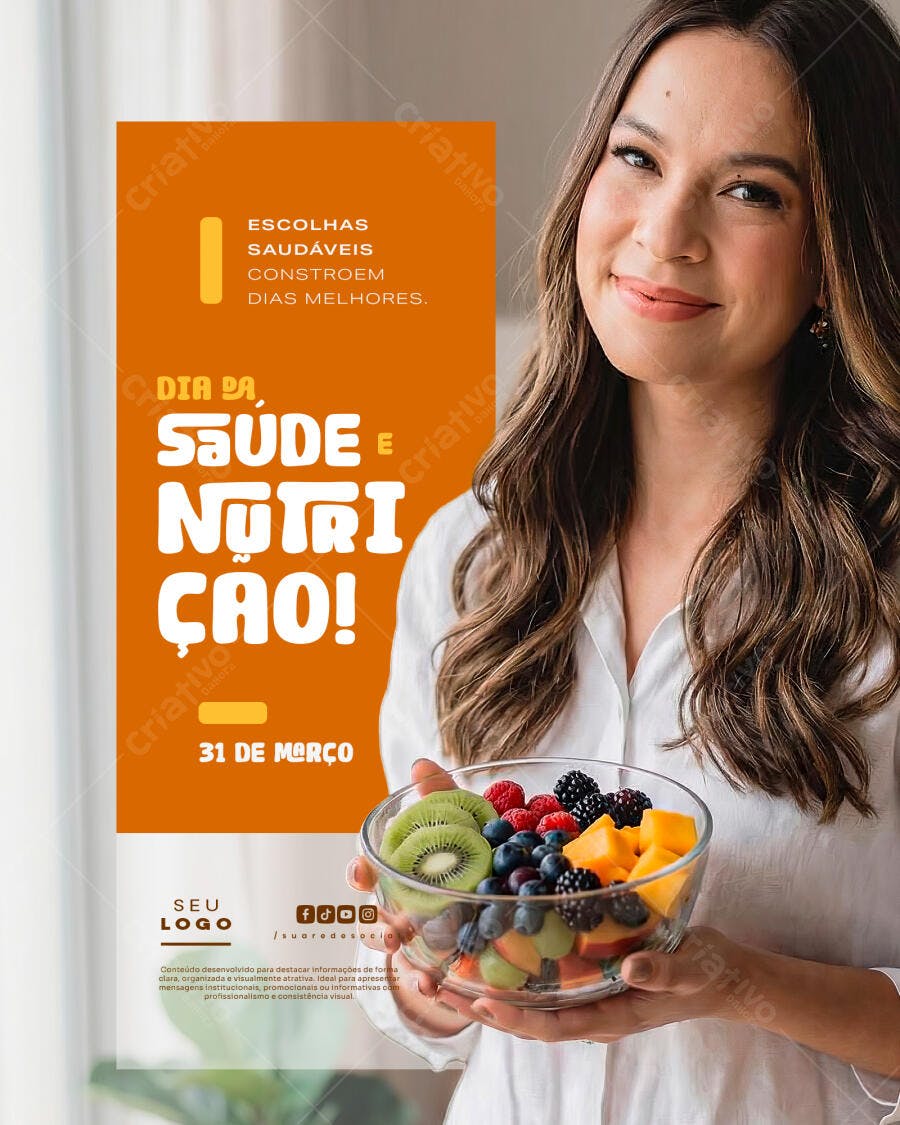 Post Instagram Dia da Saúde e Nutrição PSD Editável