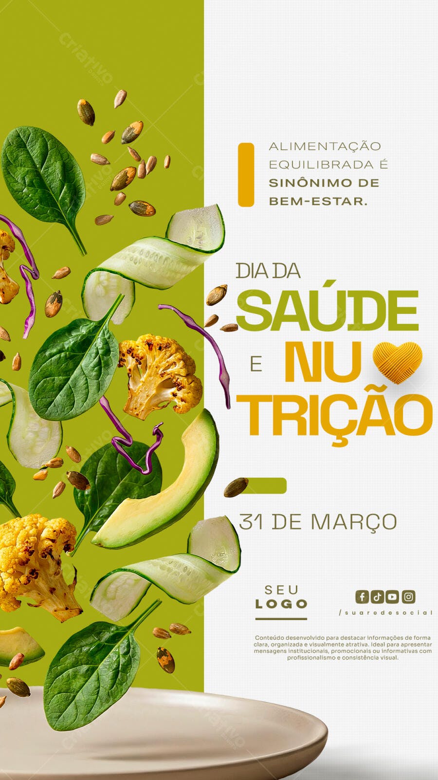 Story Instagram Dia da Saúde e Nutrição 31 de Março PSD Editável