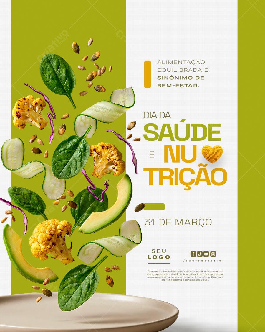 Flyer Dia da Saúde e Nutrição 31 de Março PSD Editável