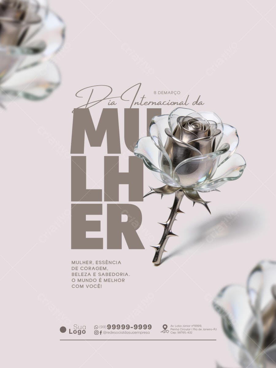 Flyer Dia Internacional da Mulher 8 de Março PSD Editável