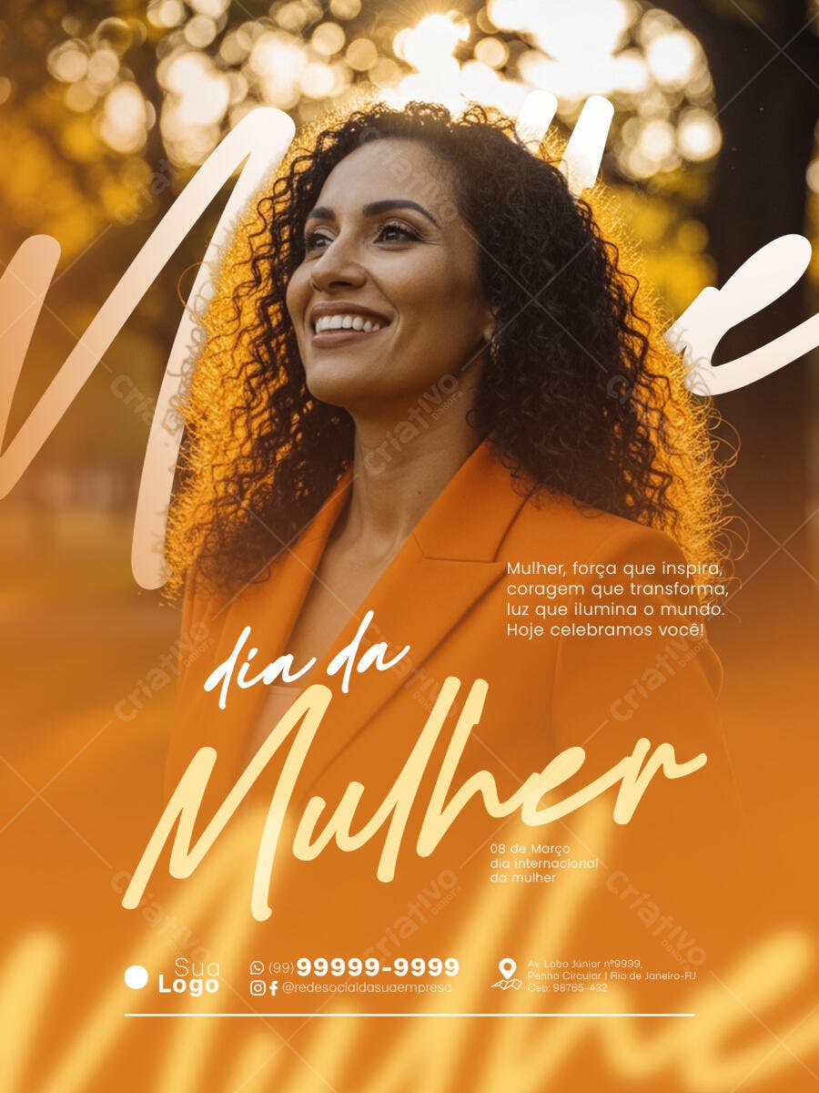 Flyer Dia Internacional da Mulher 8 de Março PSD Editável
