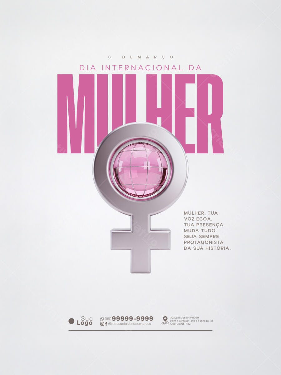 Flyer Dia Internacional da Mulher 8 de Março PSD Editável