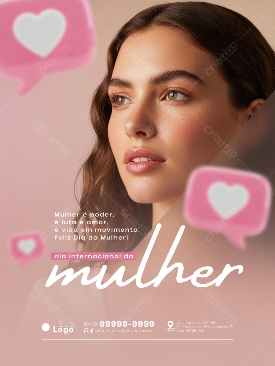 Flyer Dia Internacional da Mulher 8 de Março PSD Editável