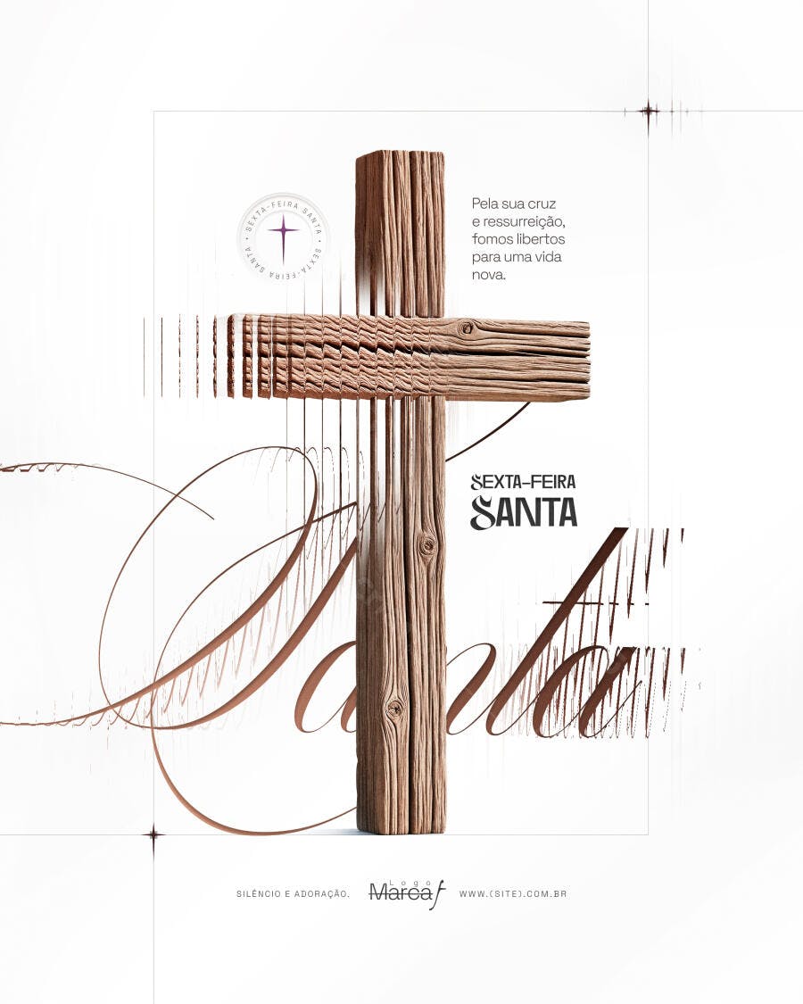 Flyer Sexta-Feira Santa Páscoa Igreja PSD Editável