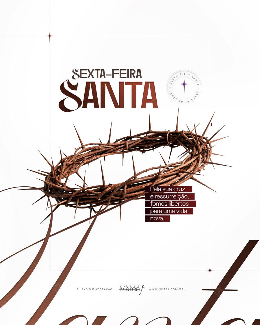 Post Sexta-Feira Santa Coroa de Espinhos PSD Editável