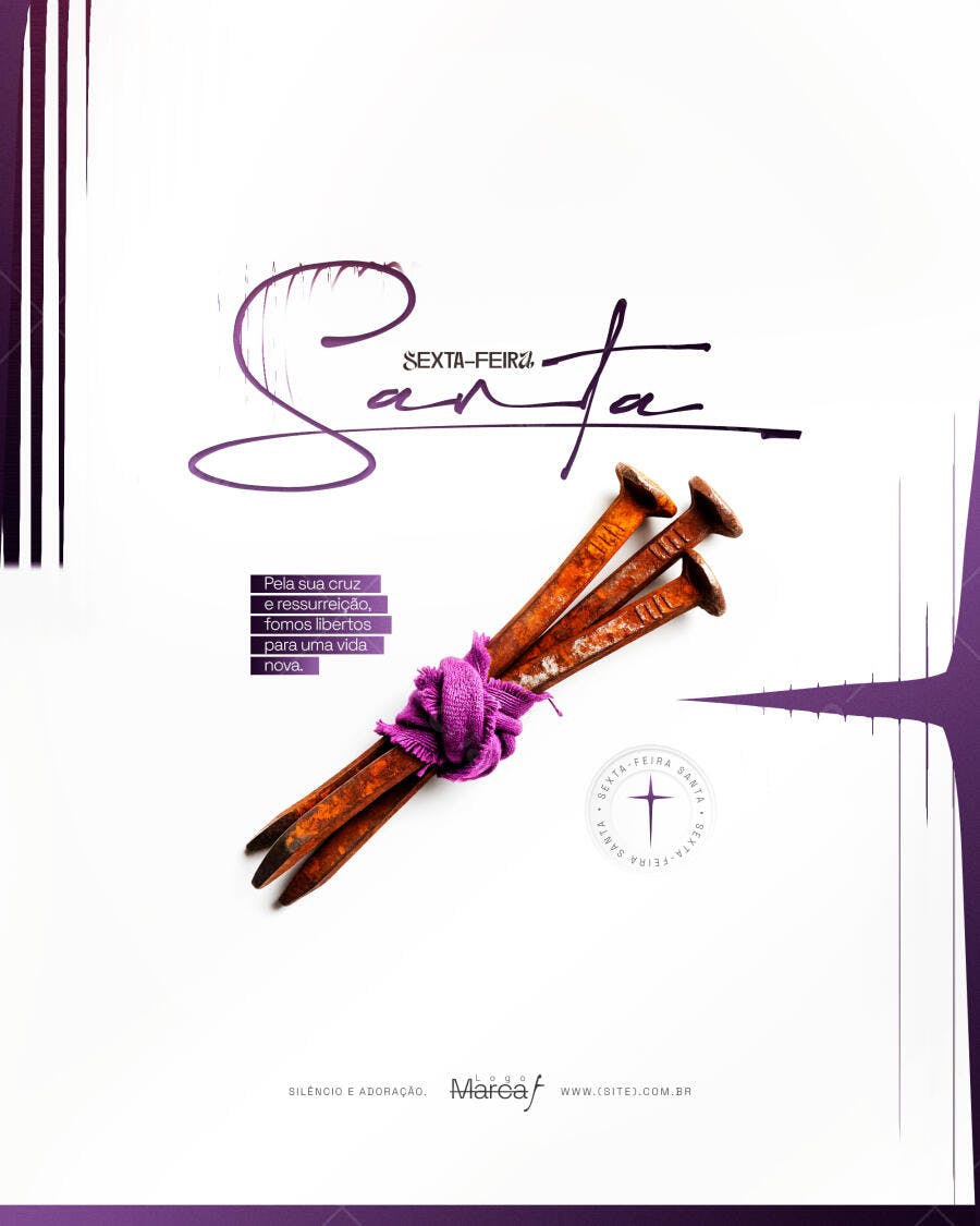 Flyer Sexta-Feira Santa Páscoa Religioso PSD Editável