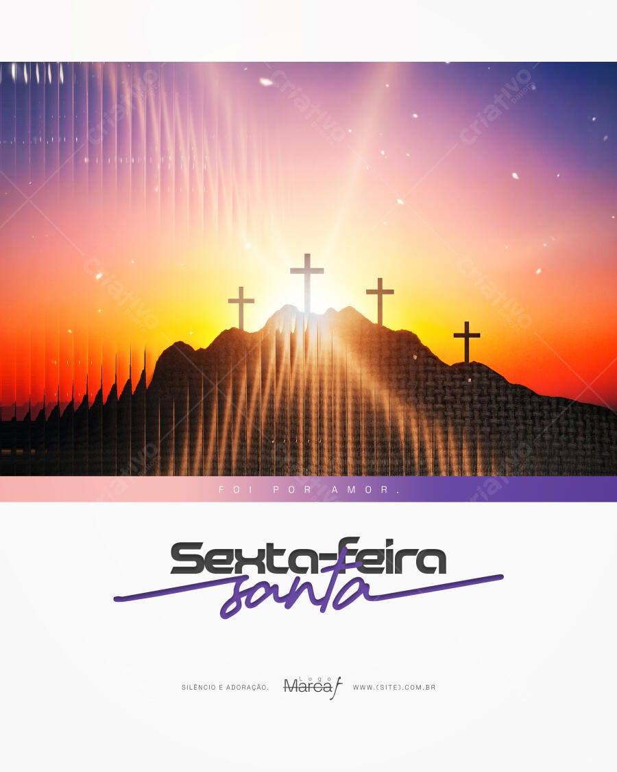 Flyer Sexta-feira Santa Páscoa Igreja PSD Editável