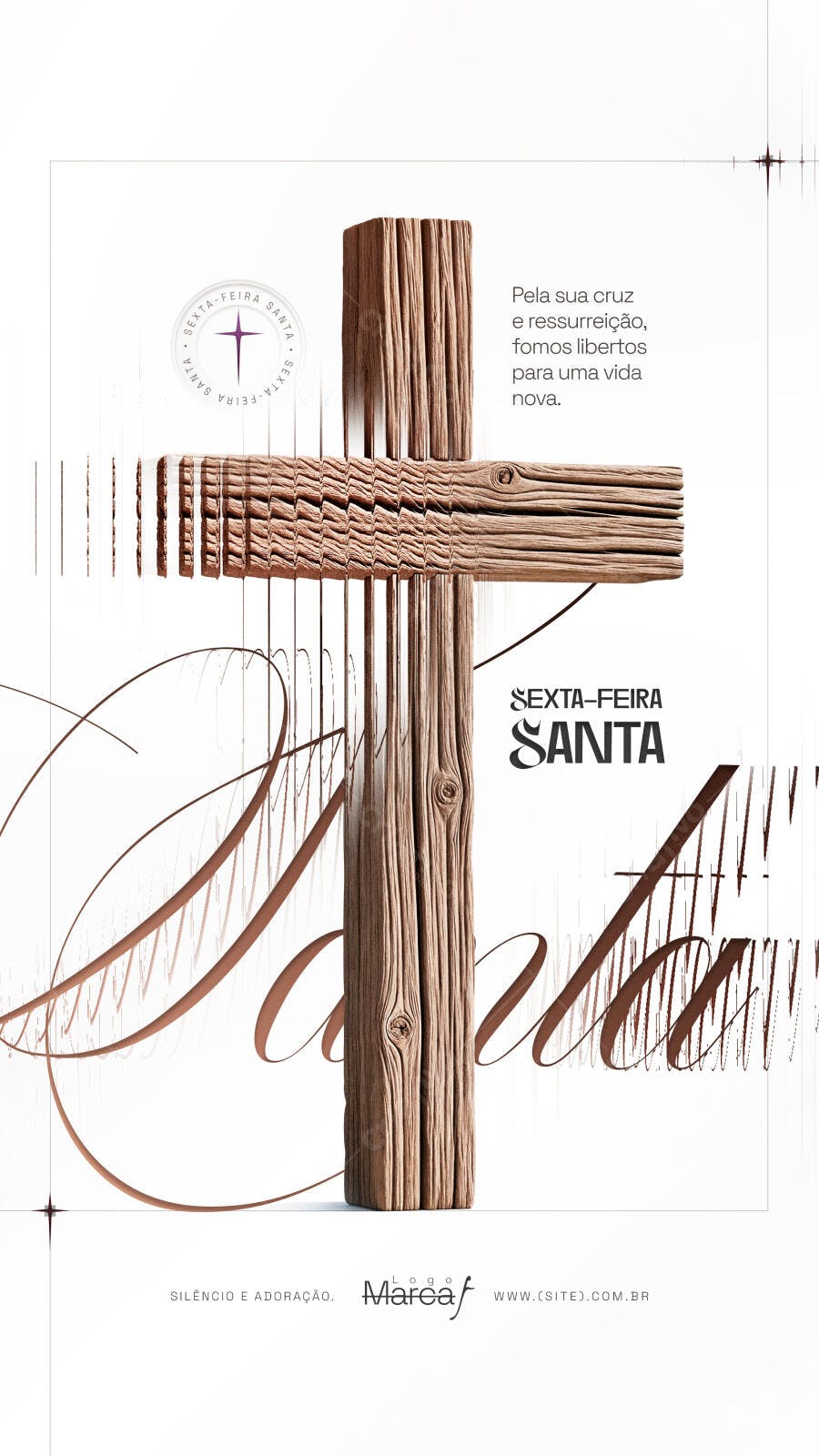 Story Sexta-Feira Santa Páscoa Cruz PSD Editável