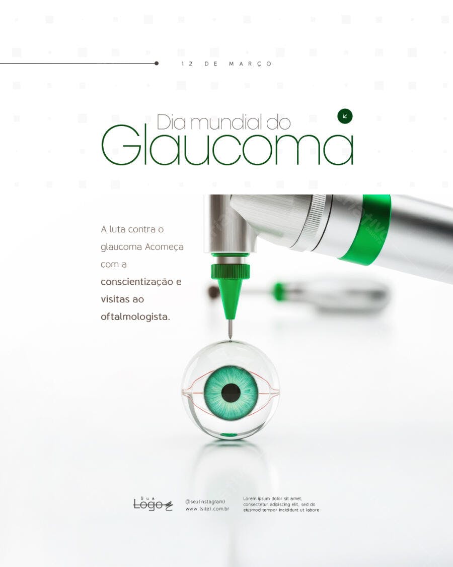 Post Instagram Dia Mundial do Glaucoma Clínica Médica PSD Editável