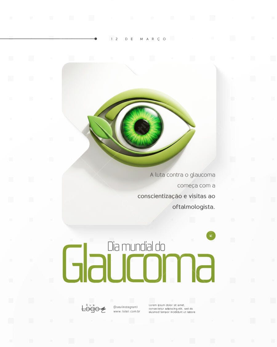 Post Dia Mundial do Glaucoma Março Clínica Oftalmológica PSD Editável