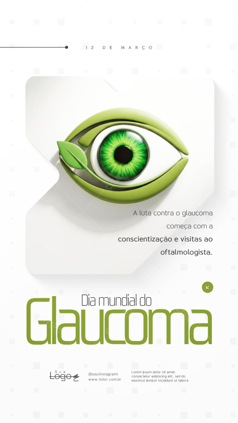 Post Instagram Dia Mundial Glaucoma Oftalmologia PSD Editável