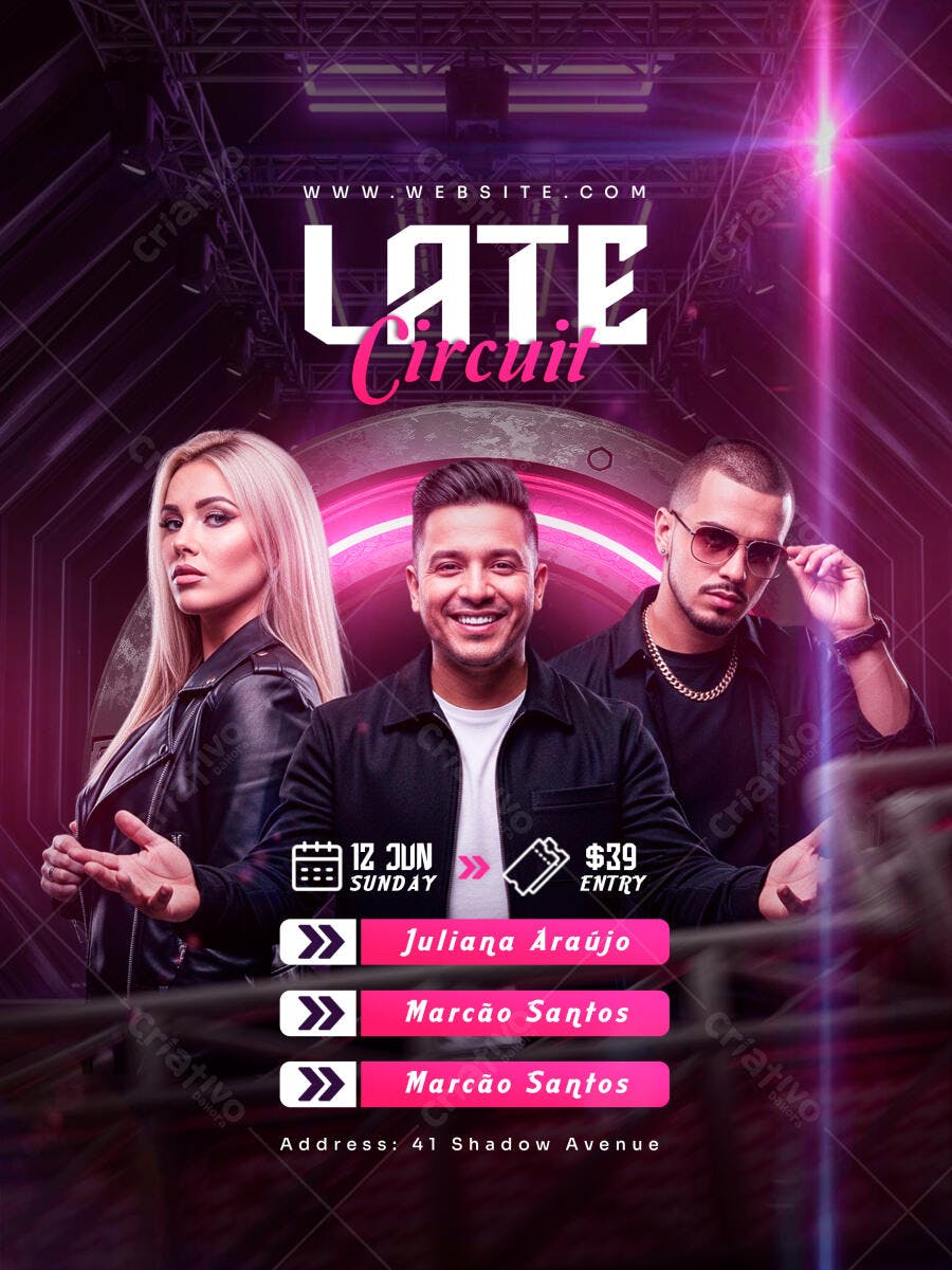 Flyer Festa Balada Club Noturno Junho PSD Editável