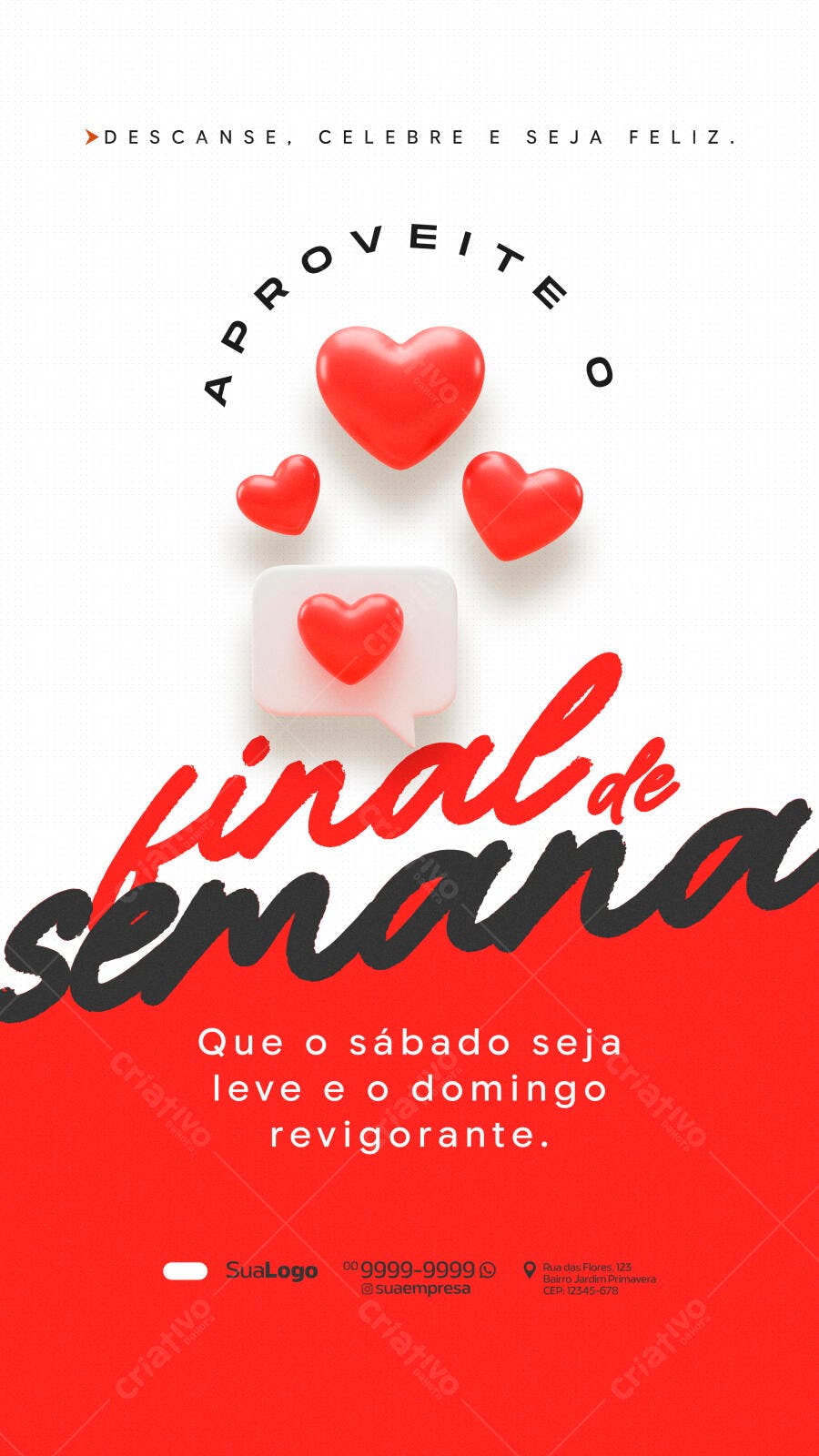 Story Instagram Final de Semana Corações PSD Editável