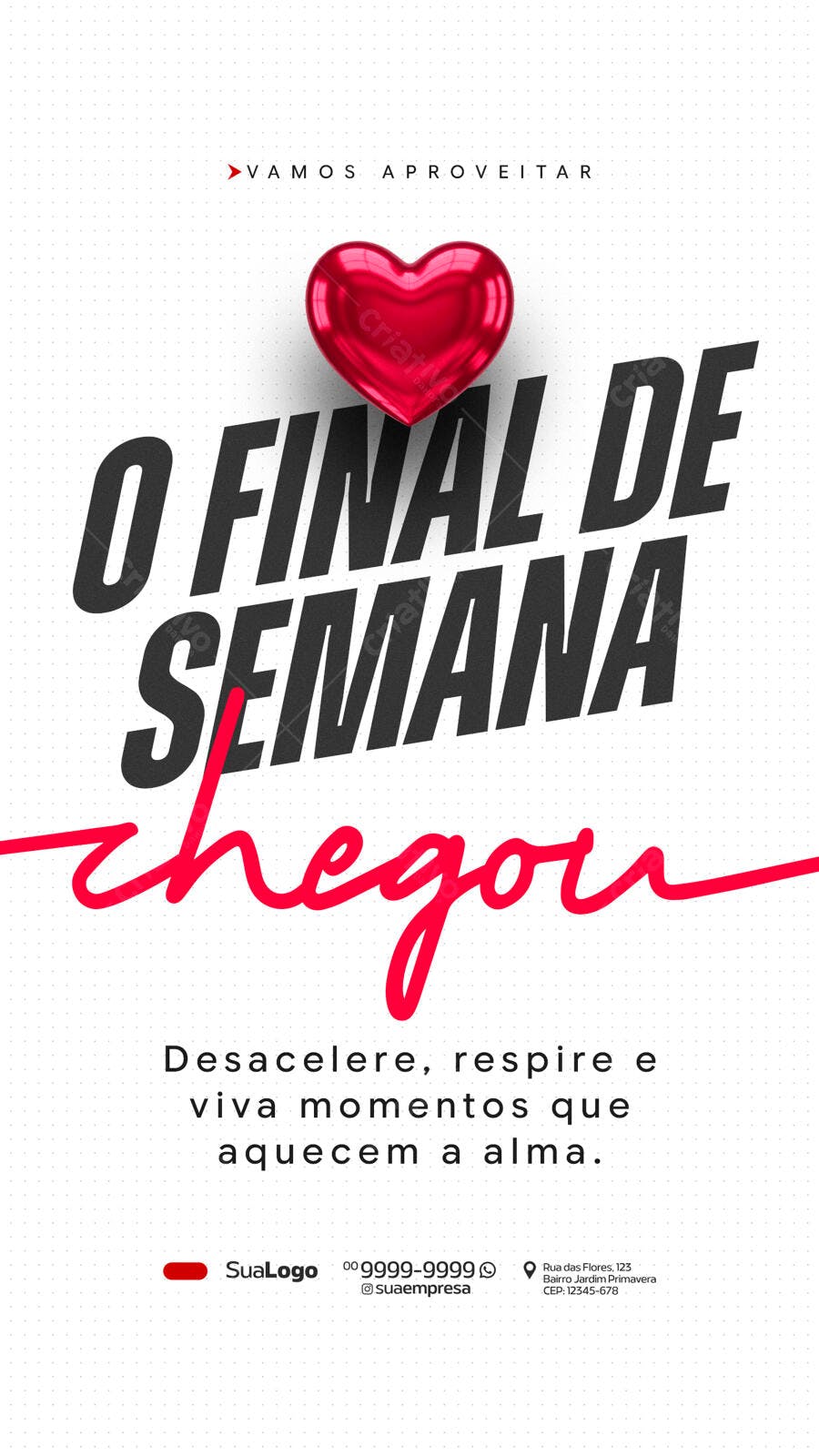 Story Instagram Final de Semana Coração PSD Editável