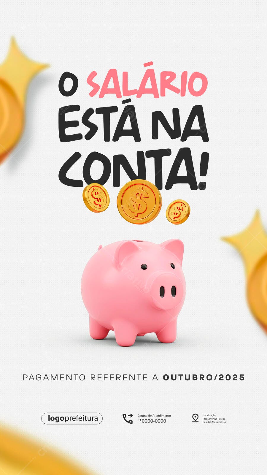 Post Instagram Pagamento Salário Prefeitura PSD Editável
