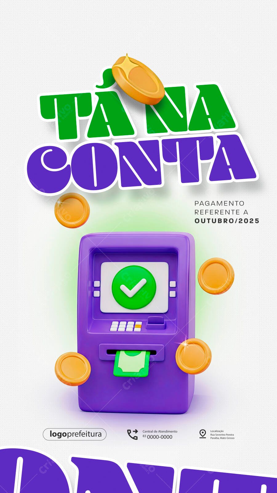 Post Social Media Pagamento Benefício Outubro PSD Editável