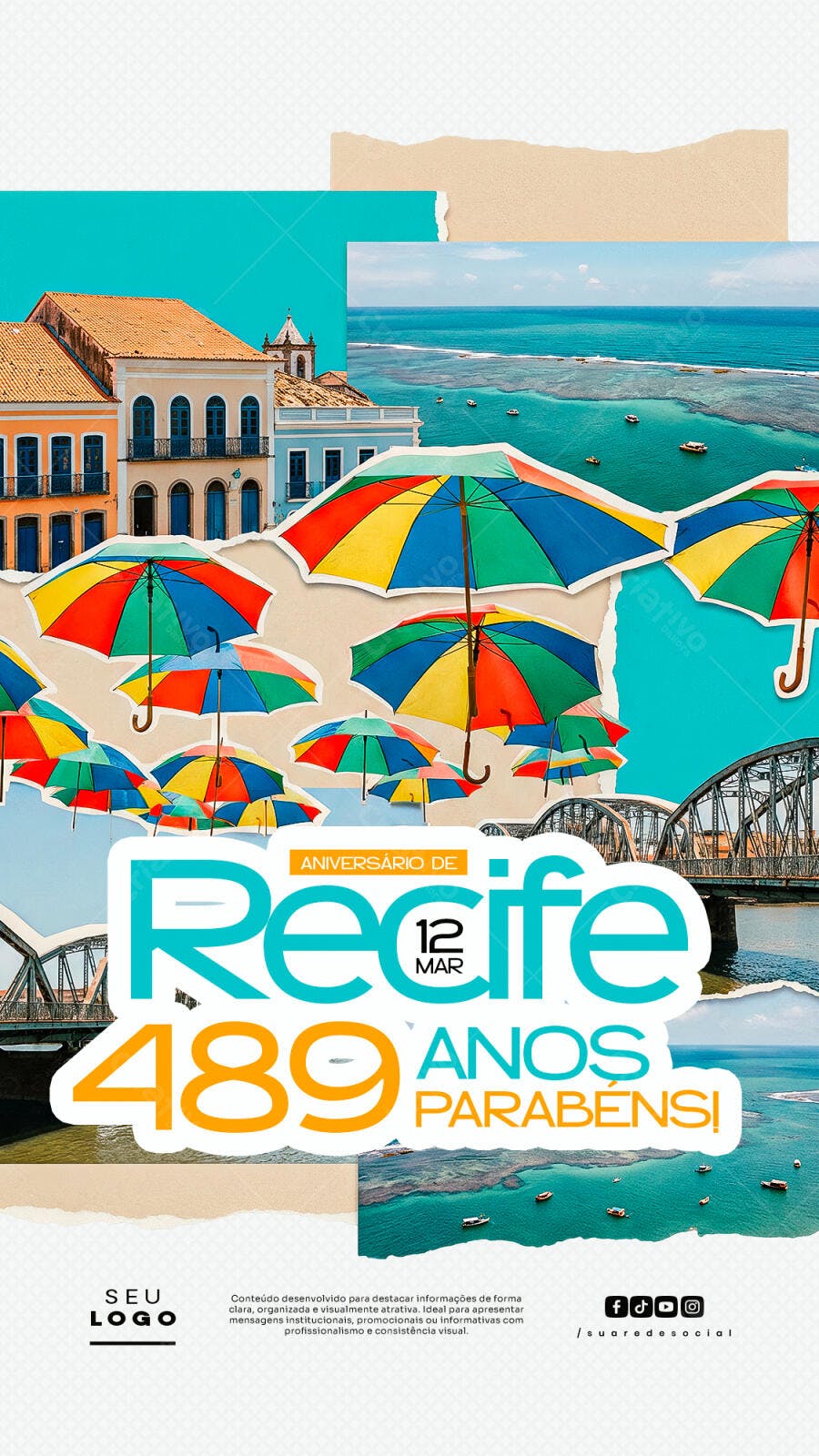 Story Instagram Aniversário de Recife 12 de Março PSD Editável