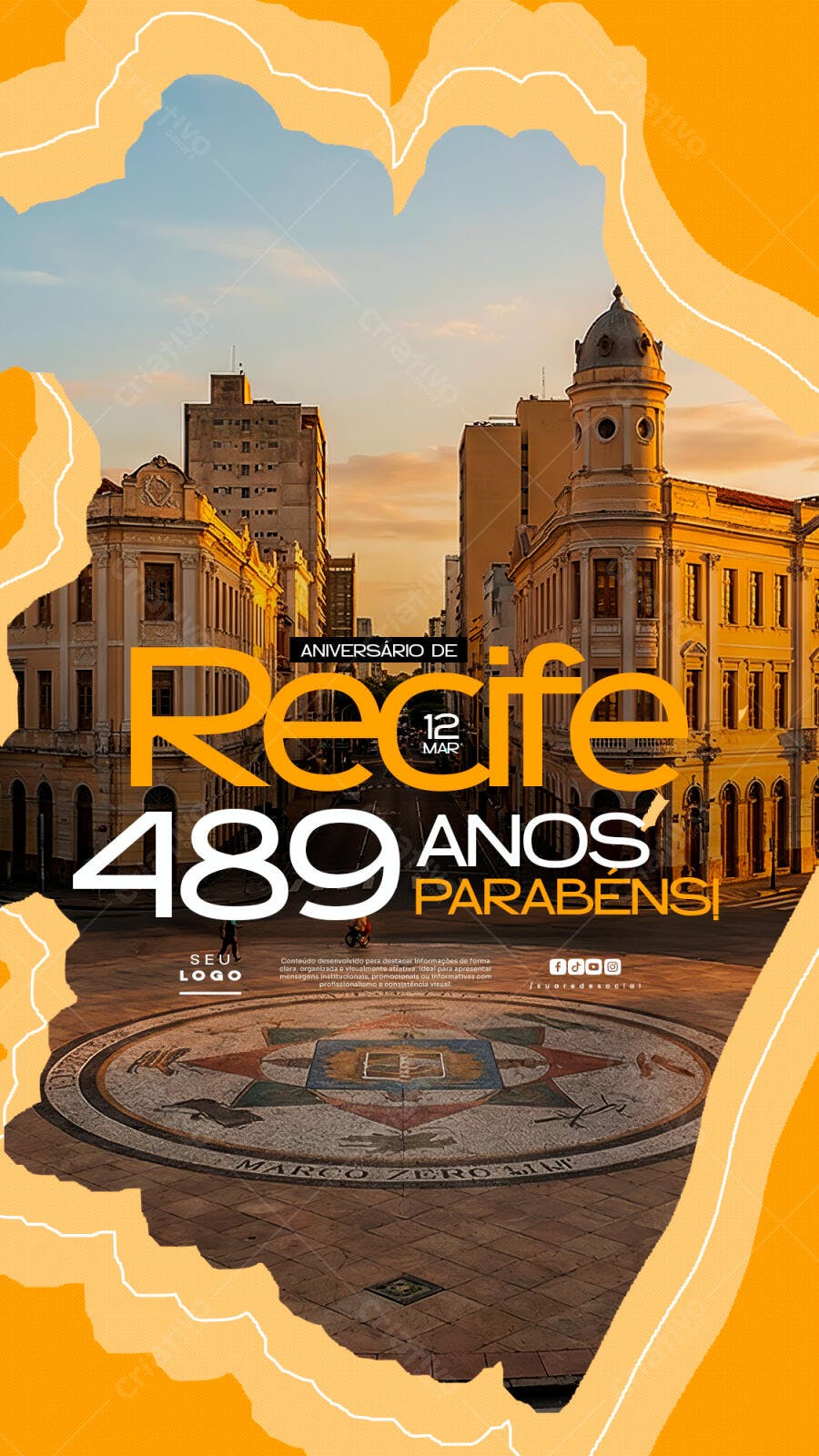 Story Aniversário de Recife 489 Anos Março PSD Editável