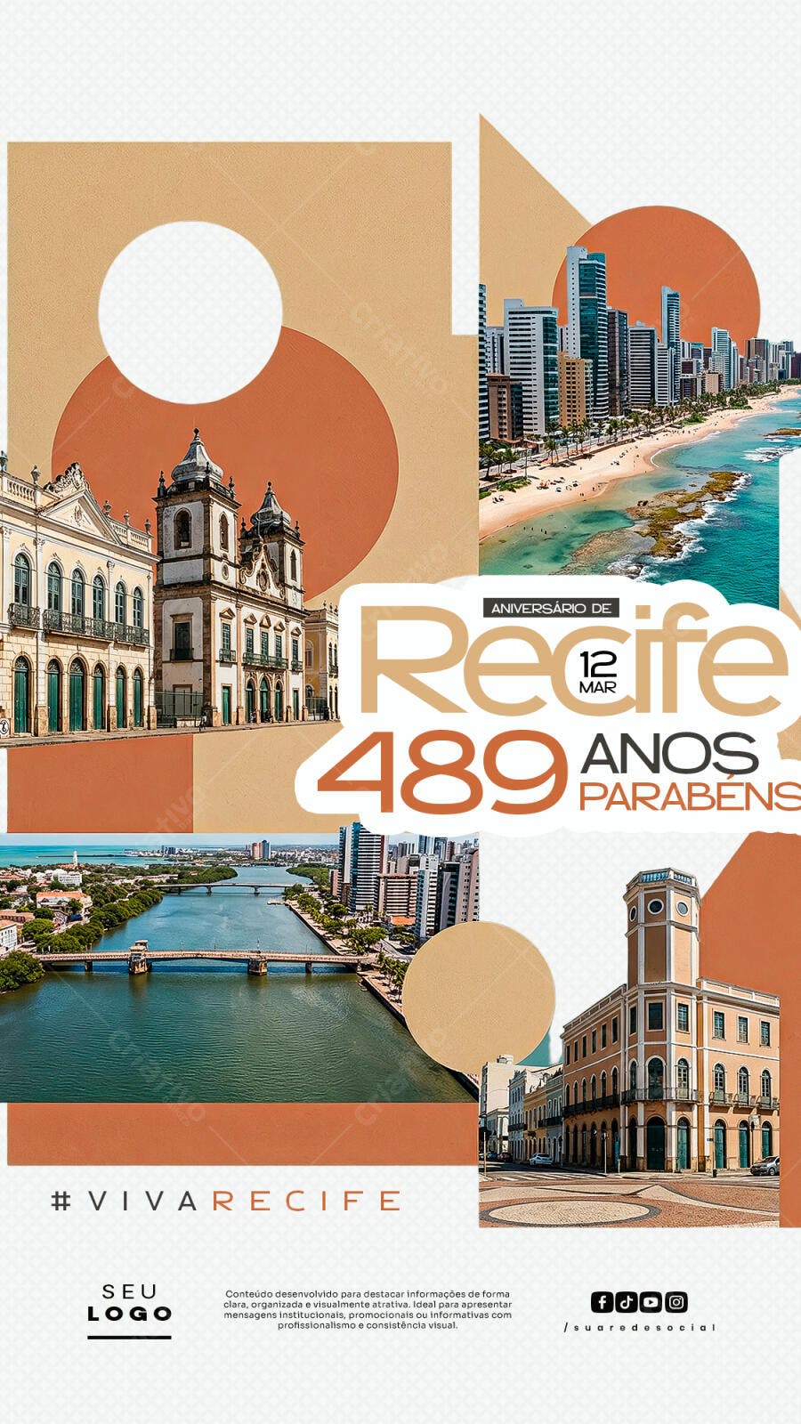 Story Instagram Aniversário Recife 12 Março PSD Editável