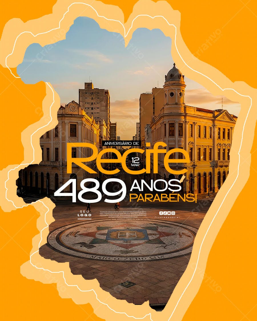Post Aniversário Recife 489 Anos 12 Março PSD Editável