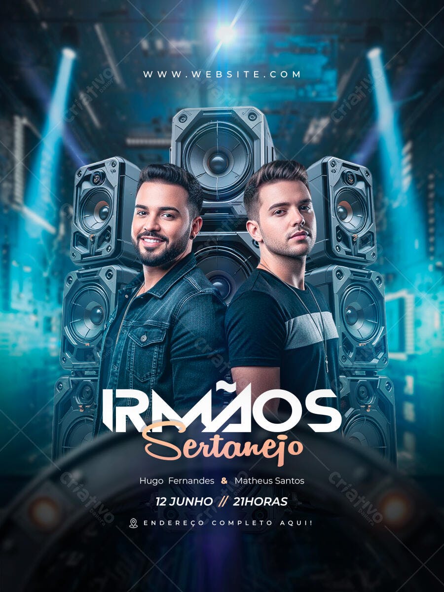 Flyer Festa Sertanejo Show Junho PSD Editável