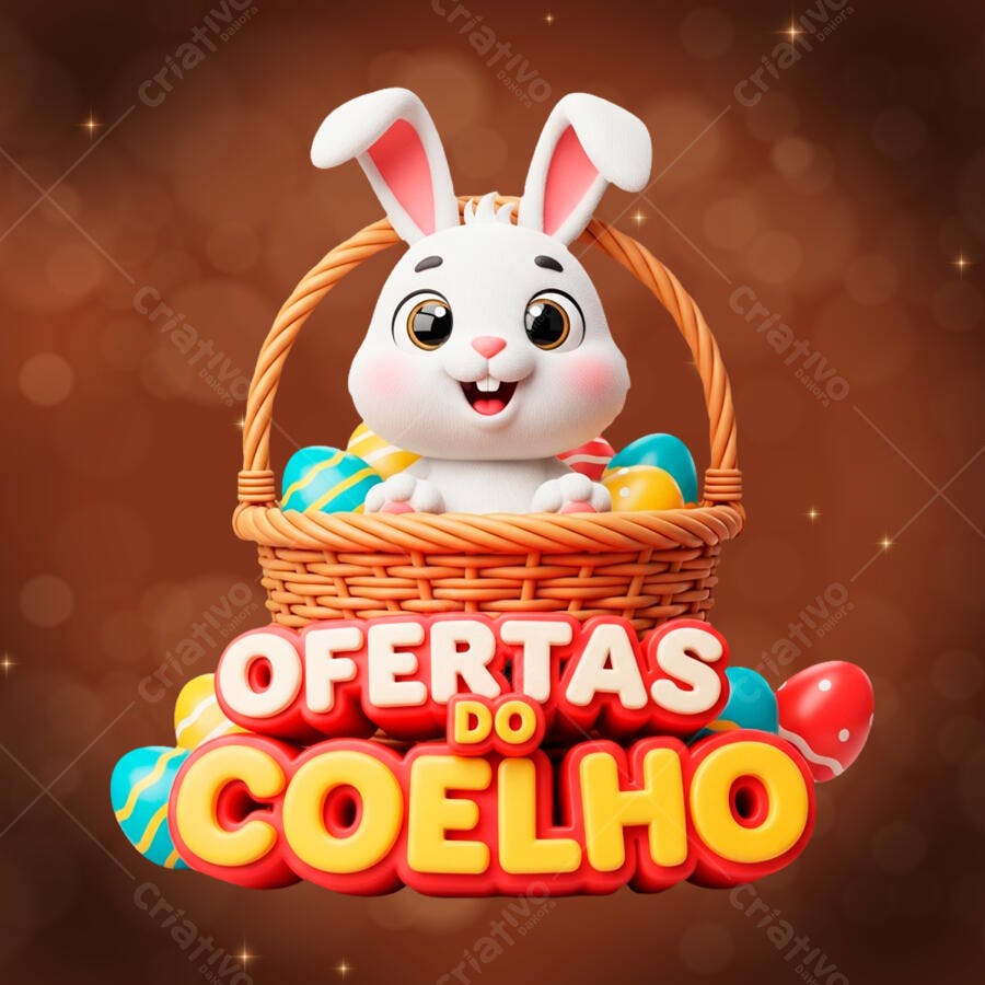 Ofertas do Coelho Páscoa 3D Cesta de Ovos PNG Transparente