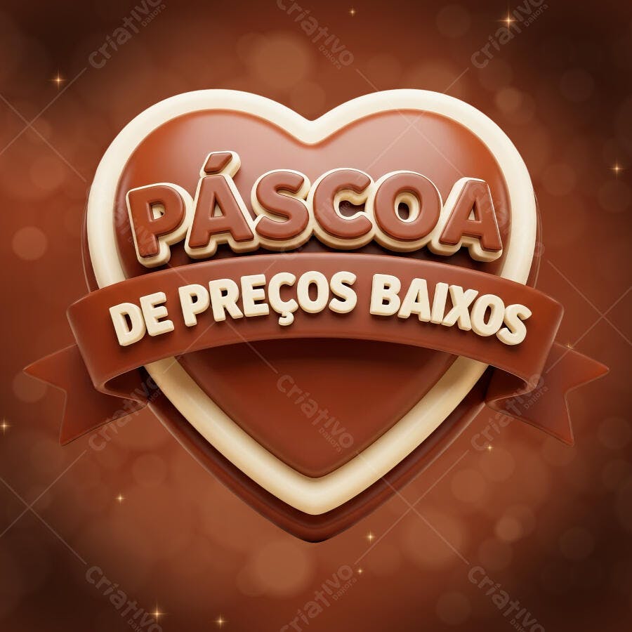 Selo 3D Páscoa Preços Baixos Coração Marrom PNG Transparente