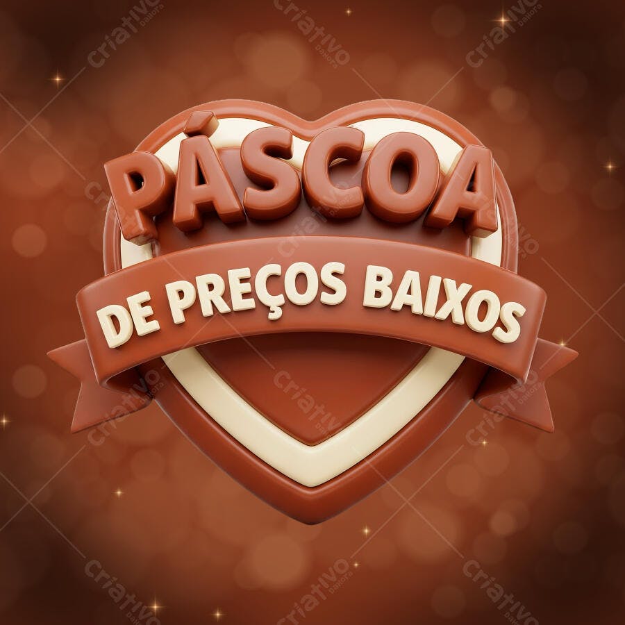 Selo 3D Páscoa de Preços Baixos Marrom e Creme PNG Transparente