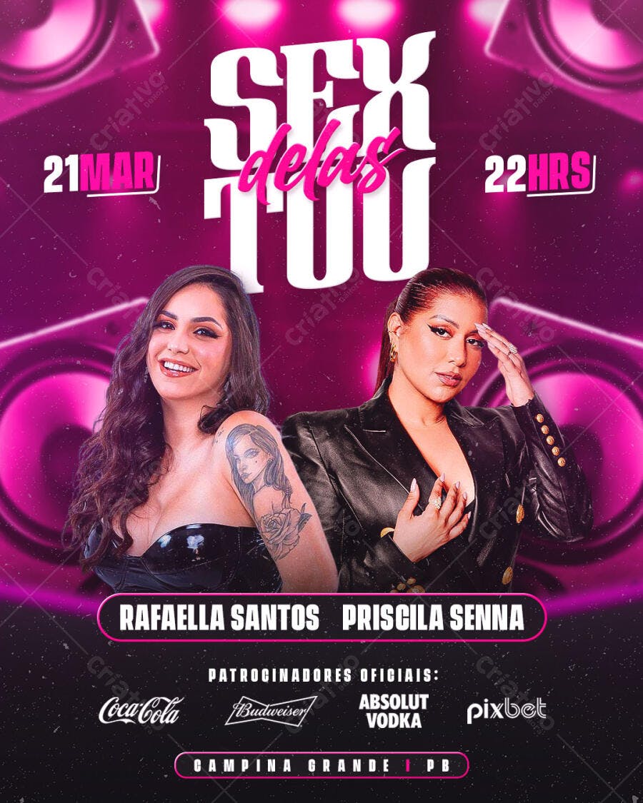 Flyer Festa Balada Mulheres Março PSD Editável