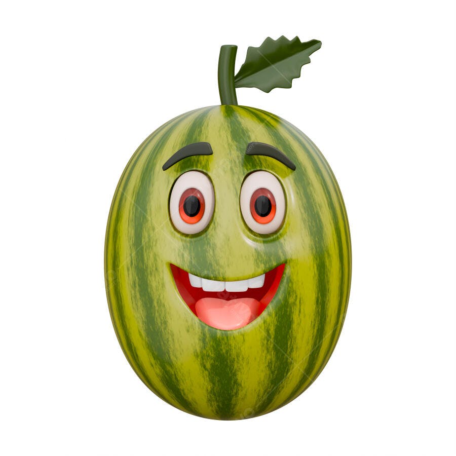 Melancia Cartoon Sorrindo Fruta Feliz 3D Render