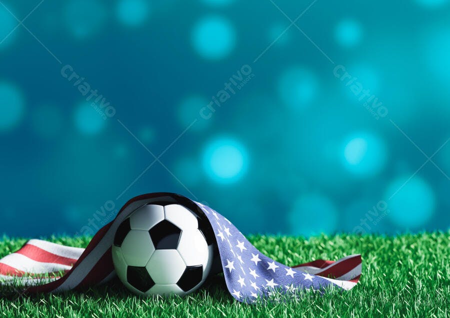 Foto Bola de Futebol Bandeira EUA Gramado Esporte