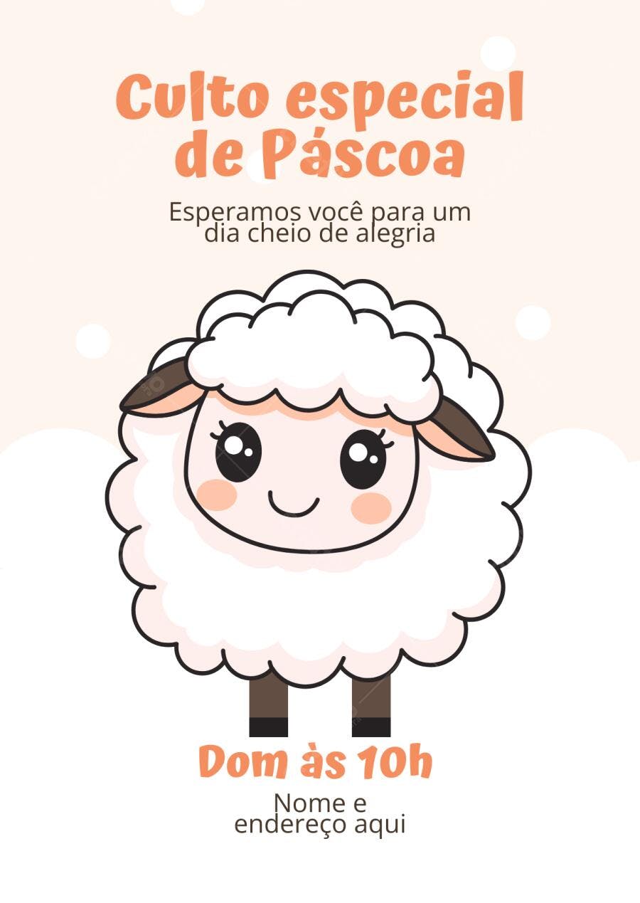 Convite Culto Especial de Páscoa Ovelha Editável