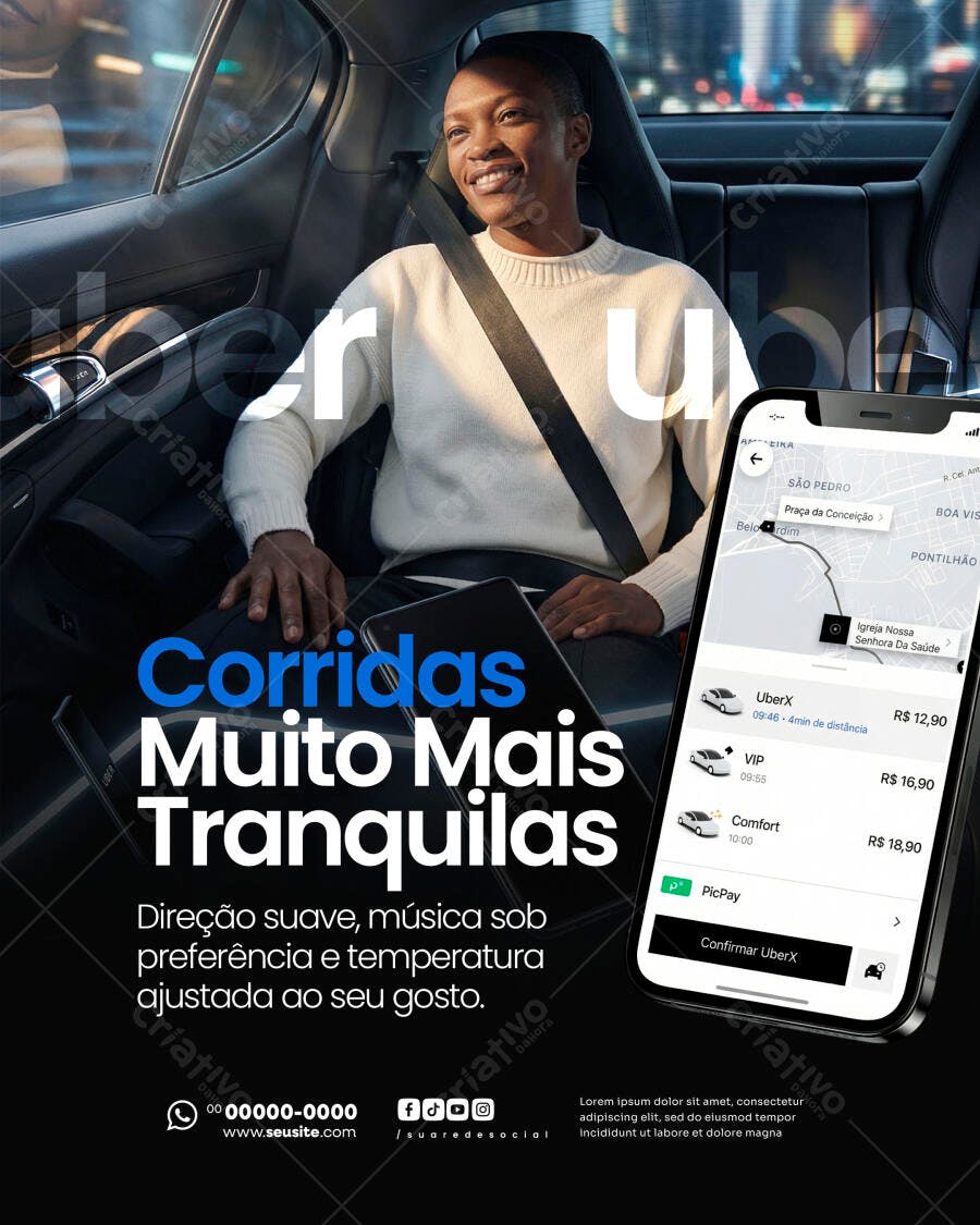 Post Instagram App Transporte Corridas PSD Editável