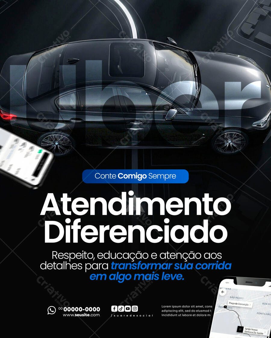 Post Instagram Aplicativo Transporte PSD Editável