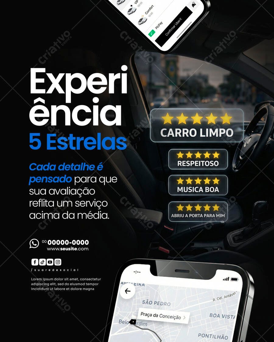 Flyer Motorista Aplicativo 5 Estrelas PSD Editável