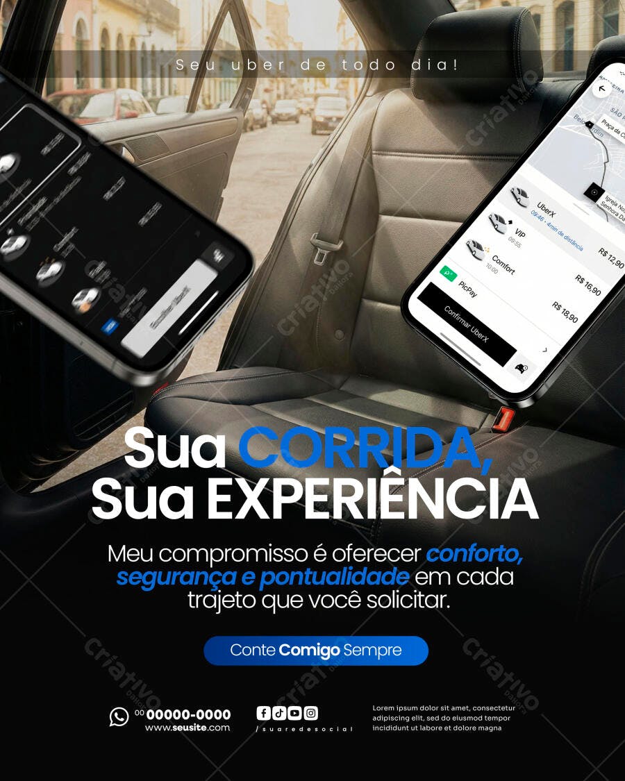 Post Instagram Motorista Aplicativo PSD Editável