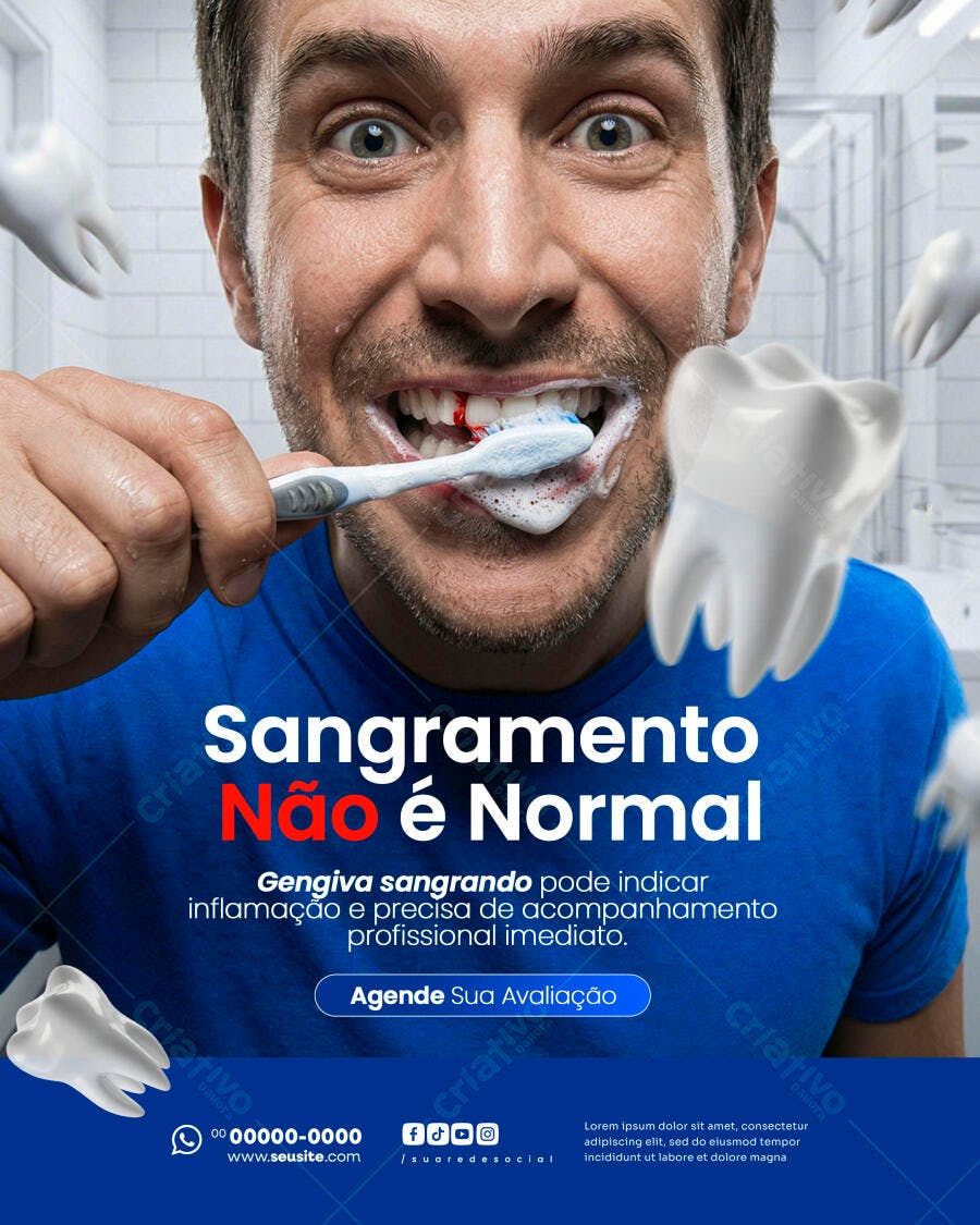 Post Instagram Odontologia Gengiva Sangrando PSD Editável