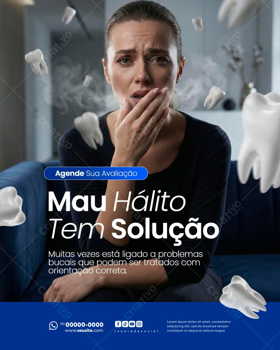 Post Instagram Mau Hálito Odontologia PSD Editável