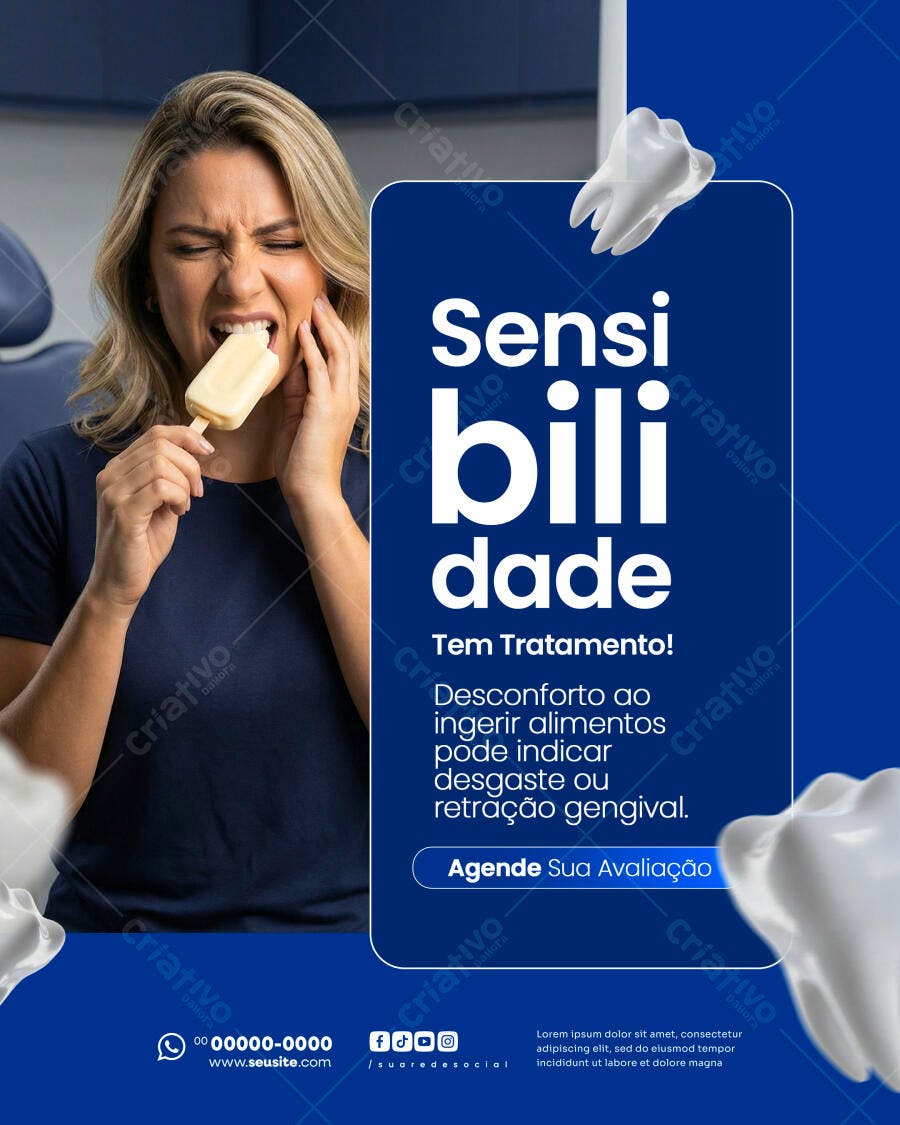 Post Instagram Sensibilidade Dental Odontologia PSD Editável