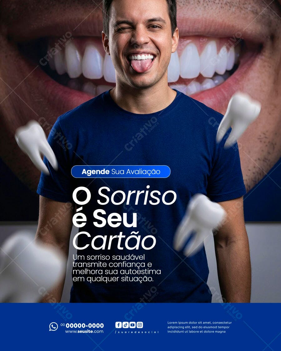 Post Instagram Odontologia Sorriso Saudável PSD Editável