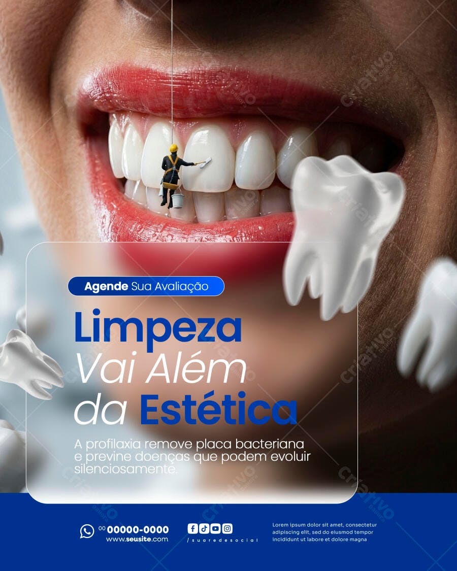 Post Instagram Limpeza Dental Odontologia PSD Editável