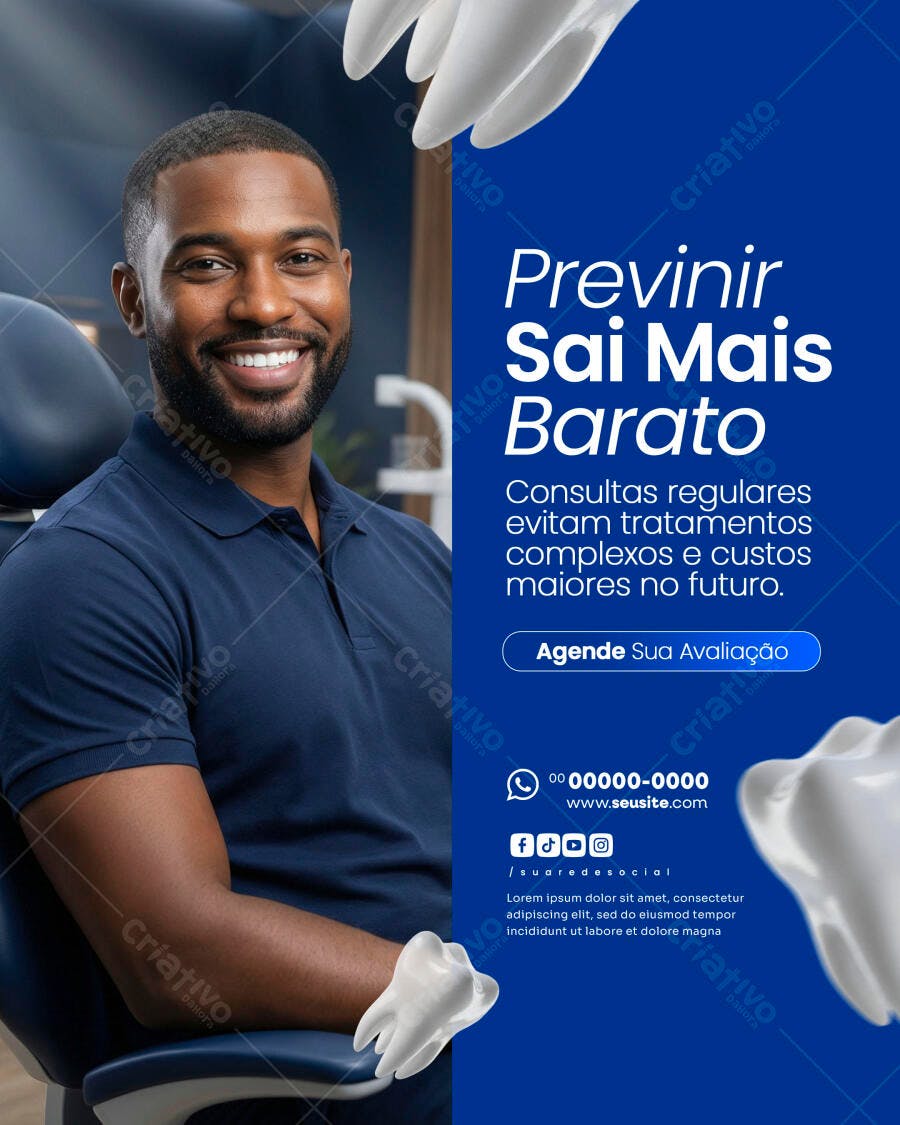 Post Instagram Odontologia Clínica Dentista PSD Editável