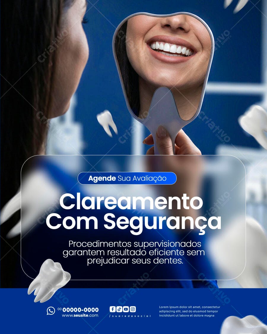 Post Instagram Clareamento Dental Odontologia PSD Editável