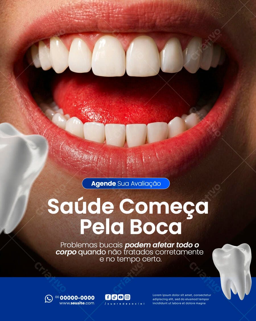 Post Instagram Odontologia Clínica Dentista PSD Editável