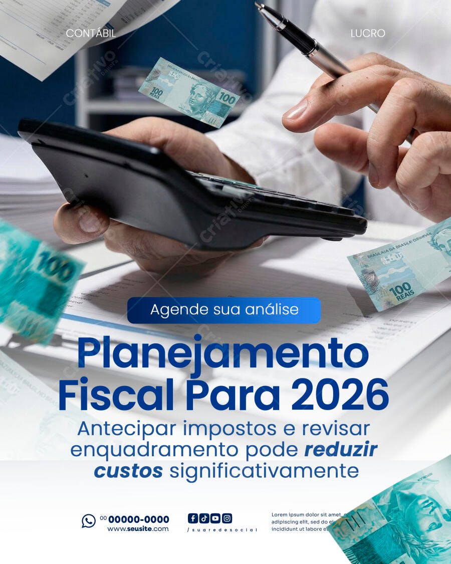 Post Instagram Planejamento Fiscal Contabilidade PSD Editável