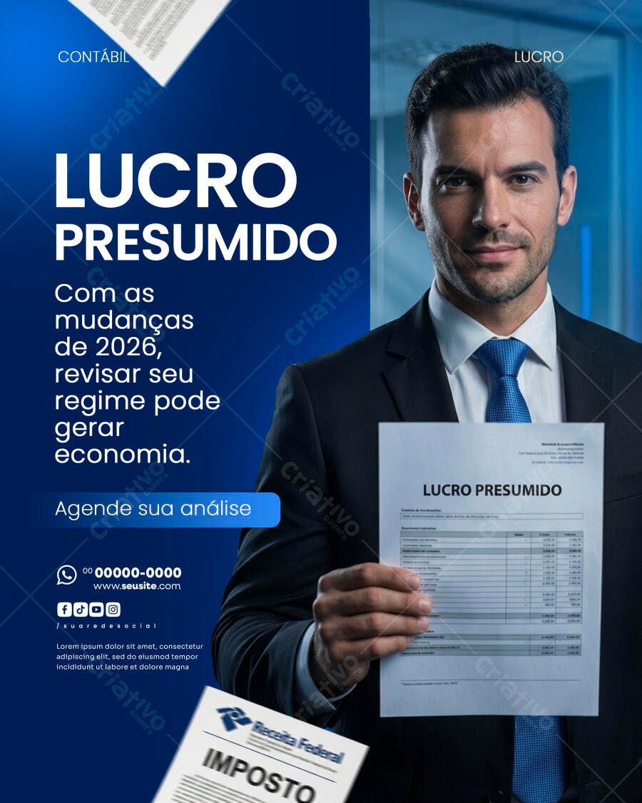 Post Instagram Lucro Presumido Contabilidade PSD Editável