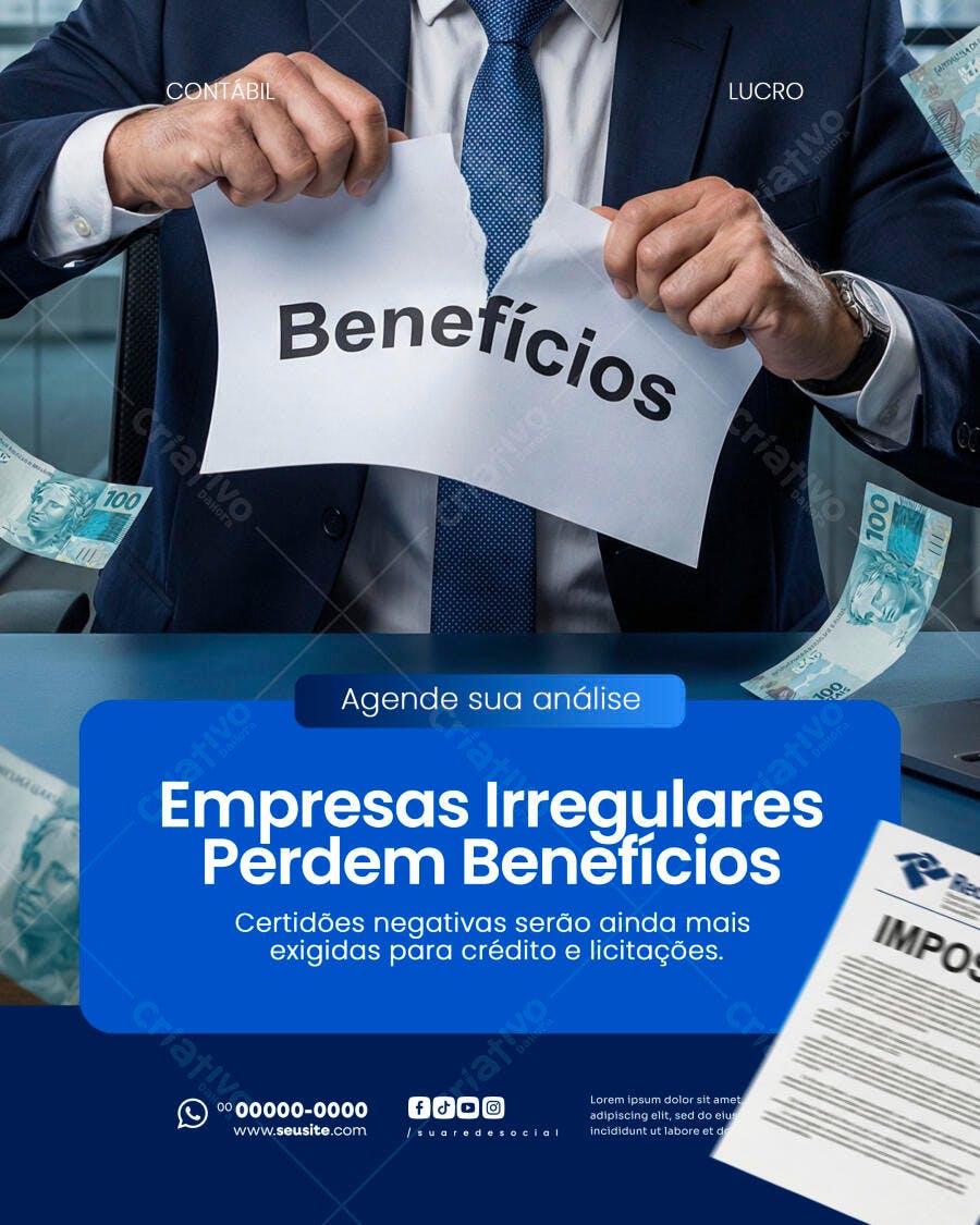 Post Instagram Contabilidade Empresas Irregulares PSD Editável