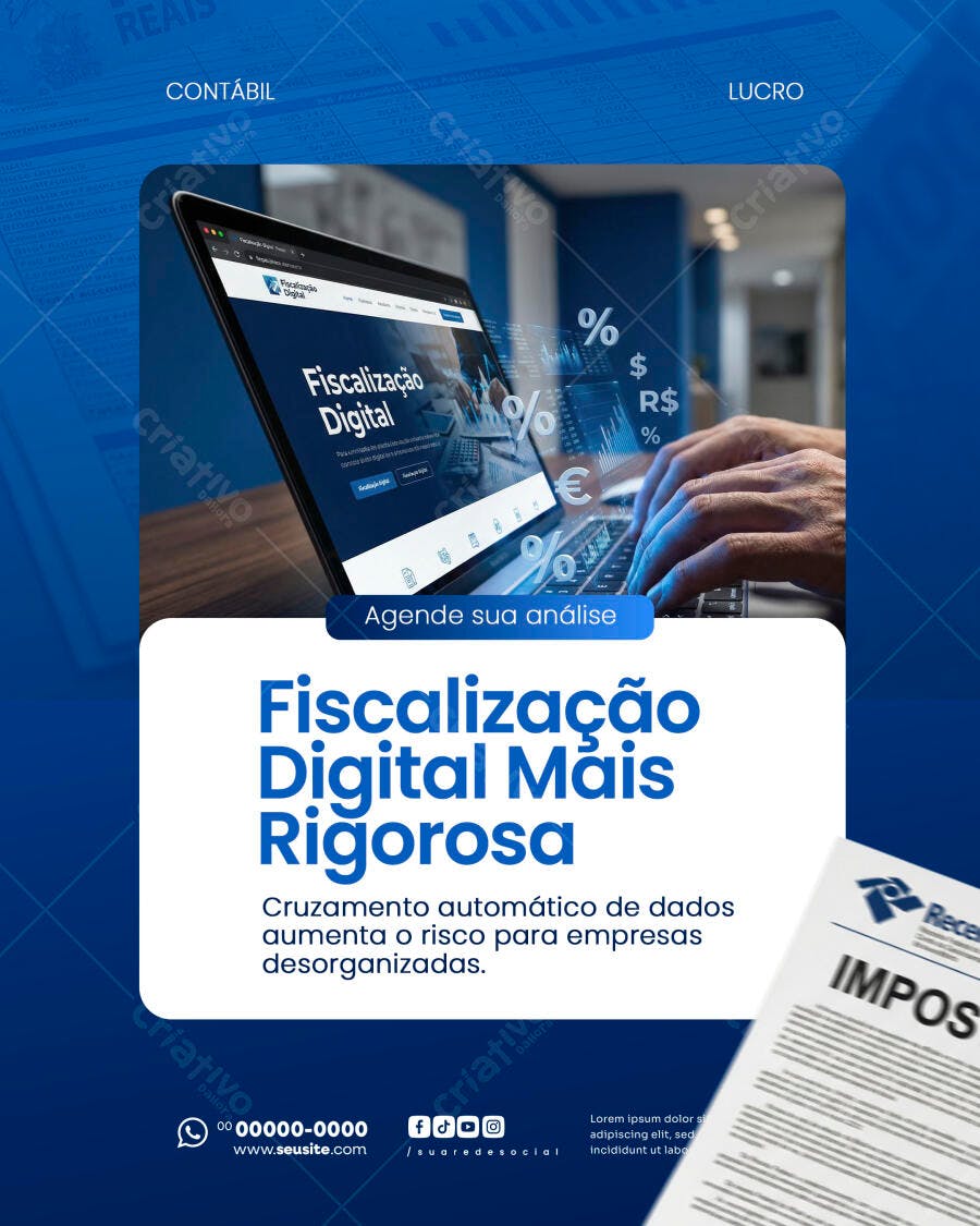 Post Instagram Fiscalização Digital Contabilidade PSD Editável