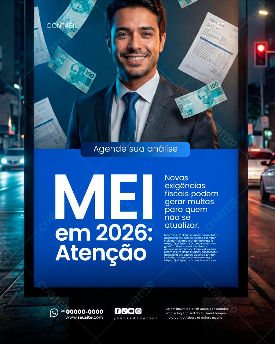 Post Instagram MEI 2026 Contabilidade PSD Editável